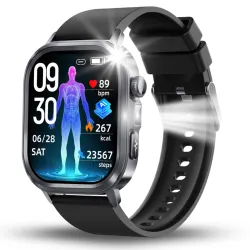 Smartwatch Męski Zegarek Angelo AT573 czarny Glukoza Rozmowy Ciśnienie EKG Amoled Puls Menu Pl